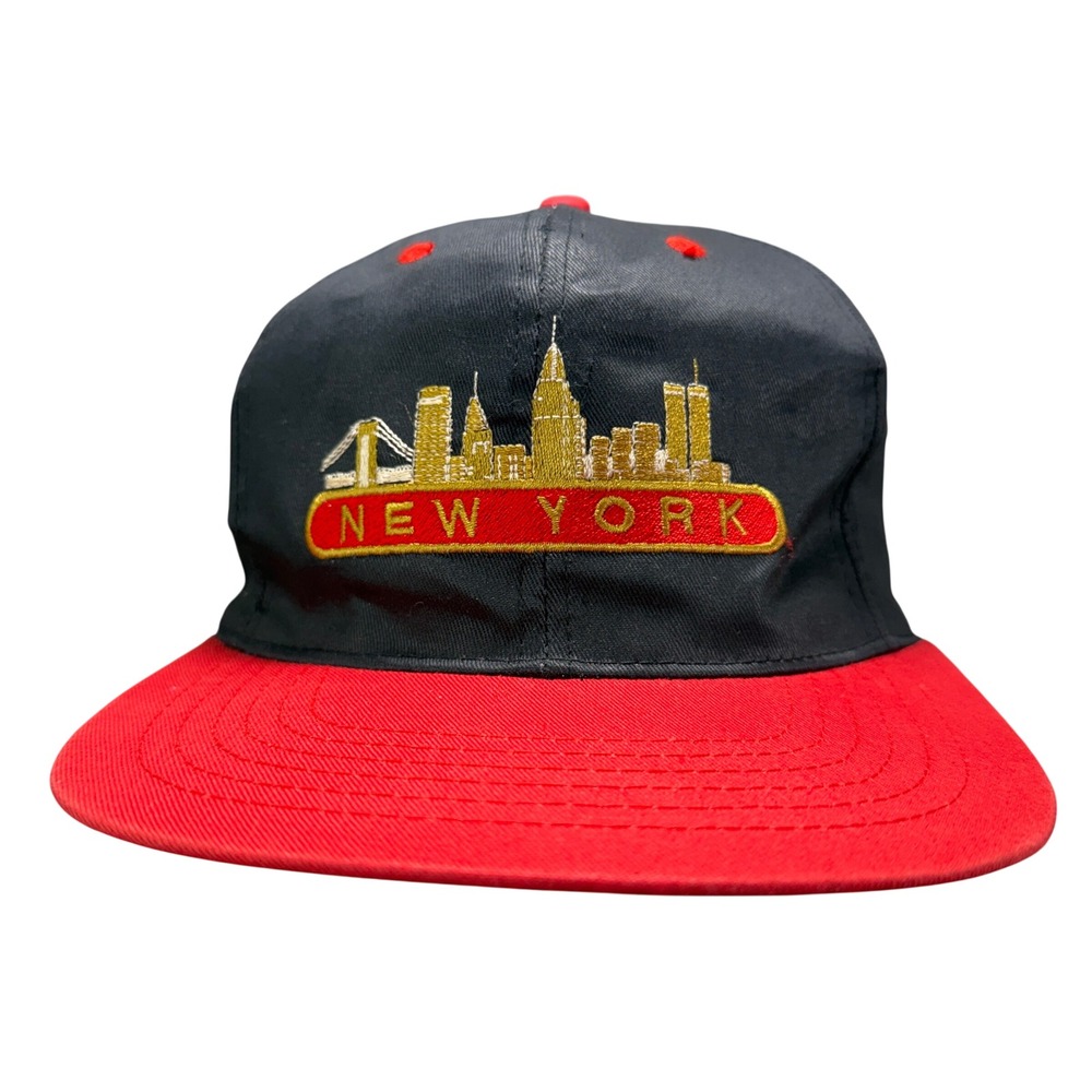 City Merchandise Snapback Hat Unisex OSFM Black Red NYC Skyline Vintage Style